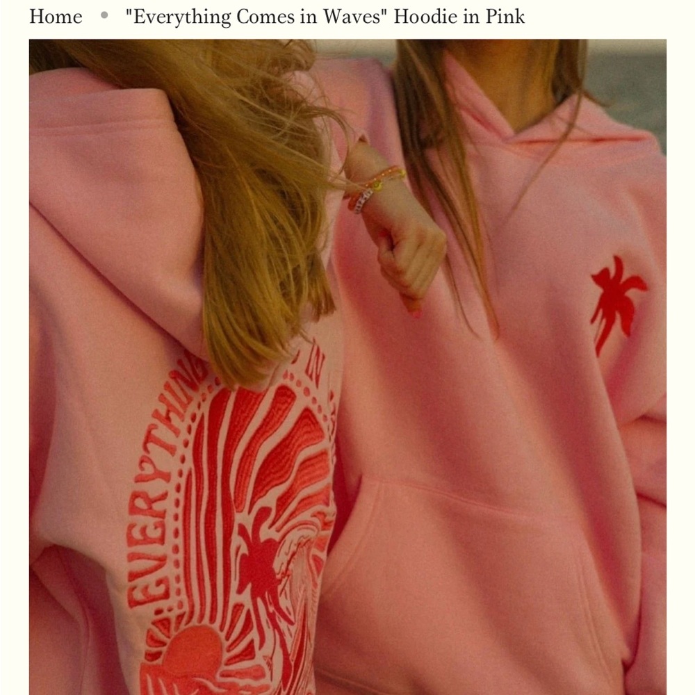 Pink Palm Puff “Everything Comes in Waves” Hoodie
